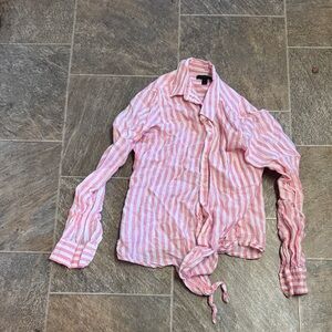 J. Crew Pink Striped Women's Button Down Shirt